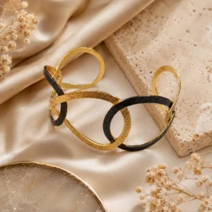 Noir Orbit Anti-Tarnish Brass Cuff Bracelet