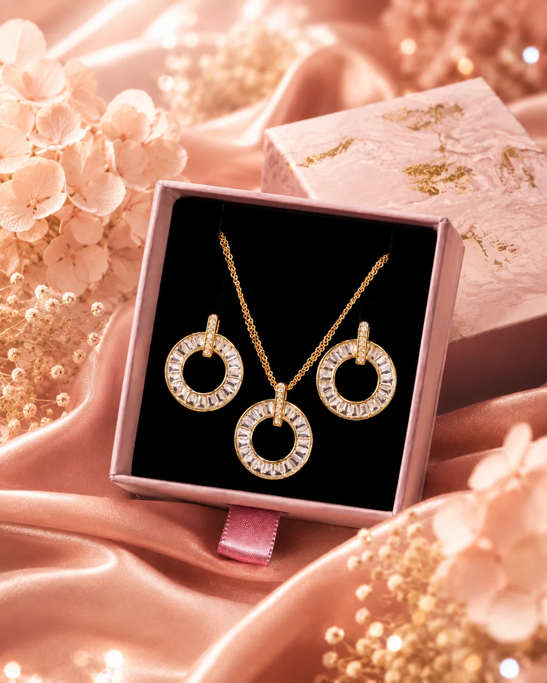 crystal-halo-circle-antitarnish-necklace-set