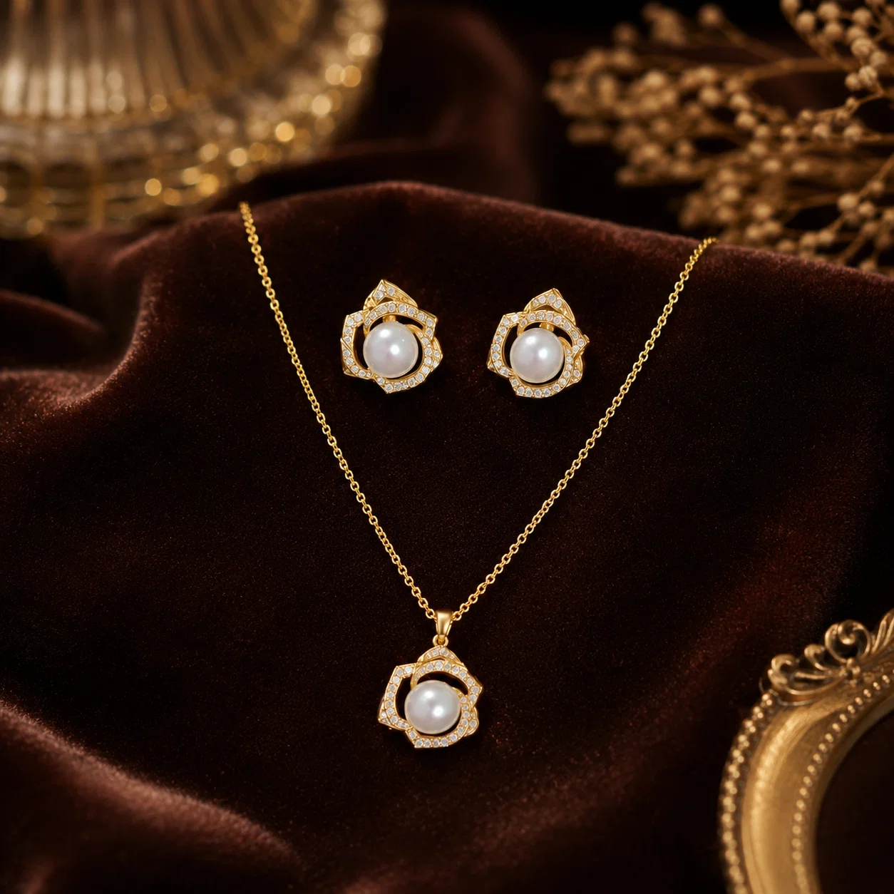 pearl-lotus-halo-antitarnish-necklace-set