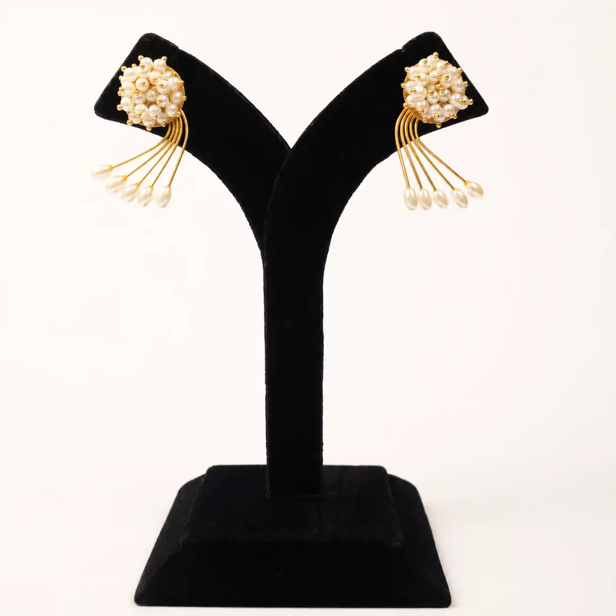 Celeste Pearl Plume Handcrafted Anti-Tarnish Earrings - Image 2