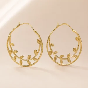 Aurelia Leafline Handcrafted Anti-Tarnish Hoop Earrings
