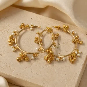 Aurelia Pearl Charm Handcrafted Anti-Tarnish Hoop Earrings