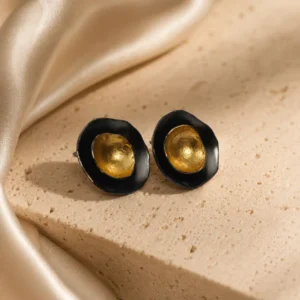 Aurelia Noir Bloom Handcrafted Anti-Tarnish Stud Earrings
