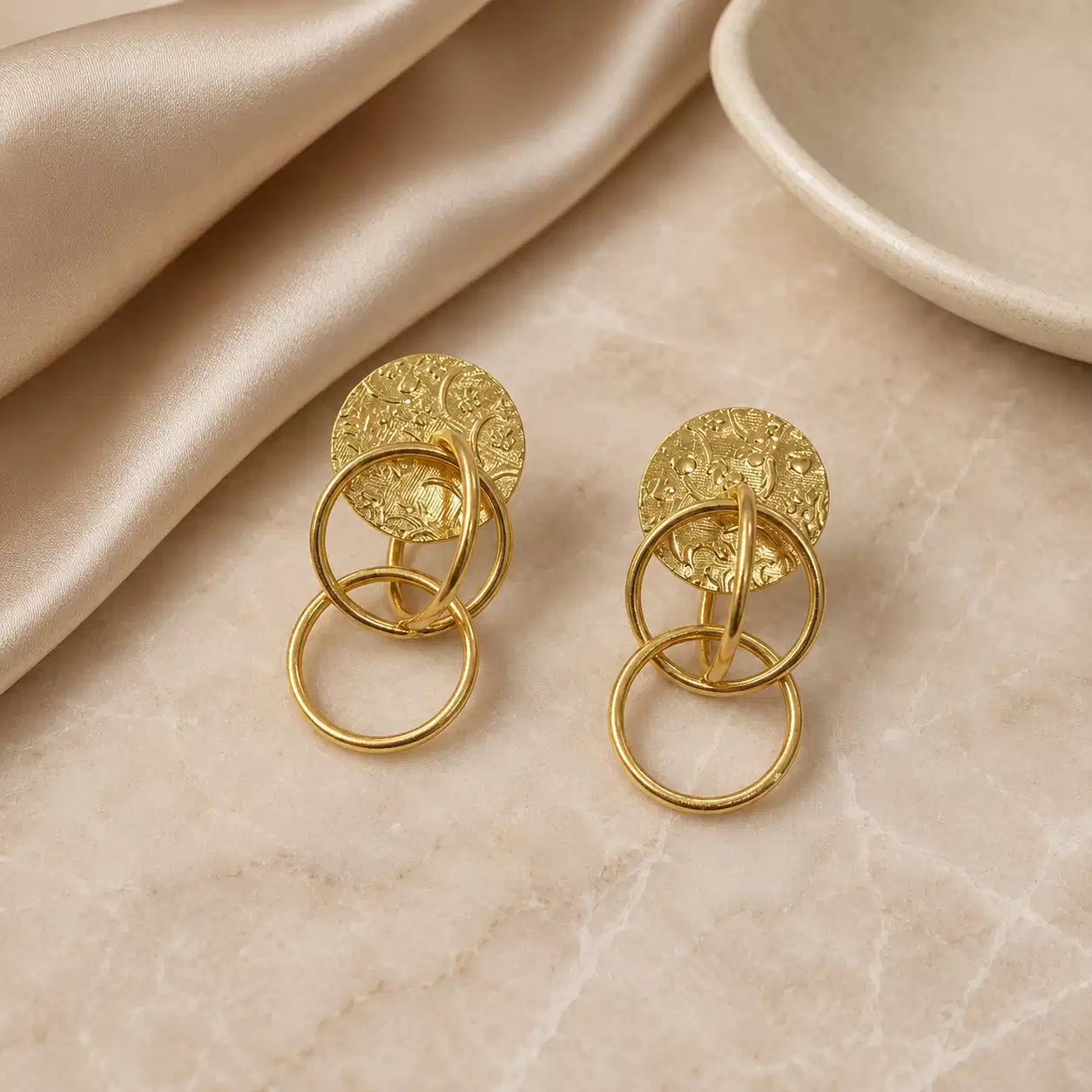 Aurelia Orbit Handcrafted Anti-Tarnish Statement Earrings - Image 3