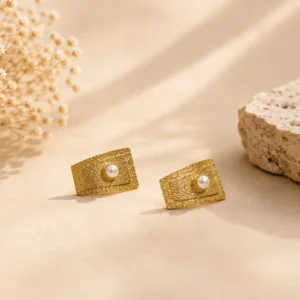 Golden Grace Pearl Anti-Tarnish Brass Earrings