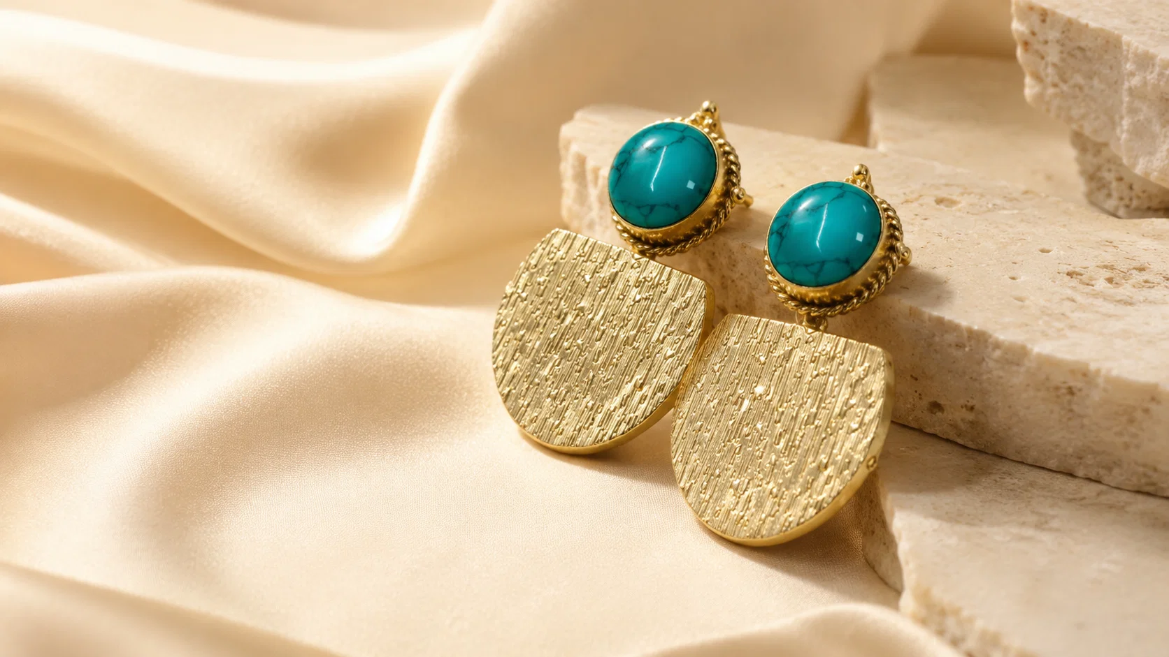 turquoise-muse-textured-drop-antitarnish-brass-earrings