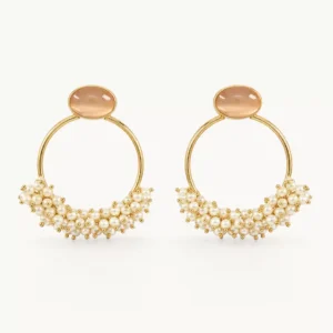 Champagne Pearl Bloom Handcrafted Anti-Tarnish Hoops