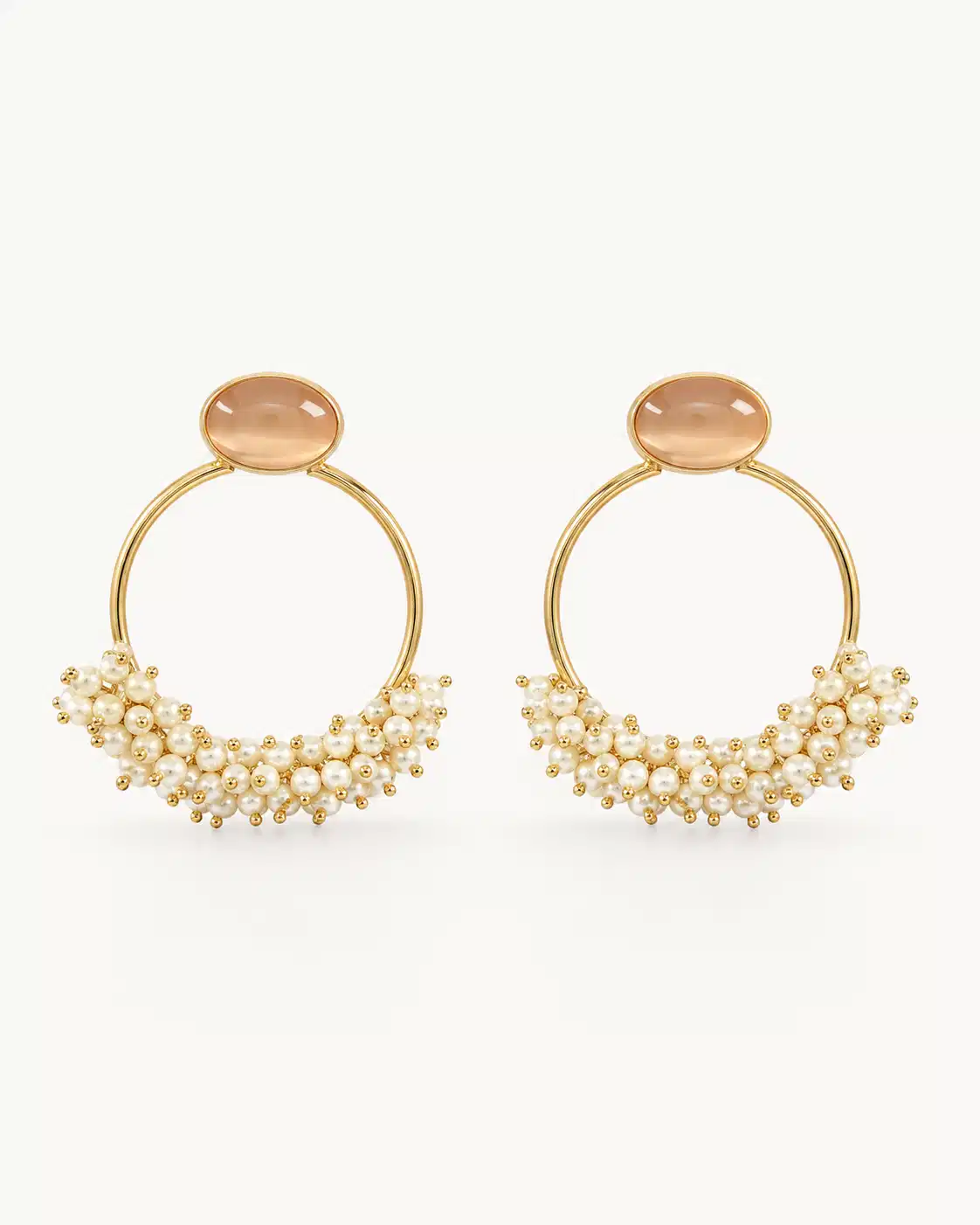 Champagne Pearl Bloom Handcrafted Anti-Tarnish Hoops