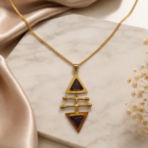 Aurelia Plum Axis Handcrafted Anti-Tarnish Pendant Necklace
