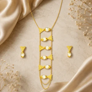 Pearl Fish Cascade Anti-Tarnish Brass Necklace Set