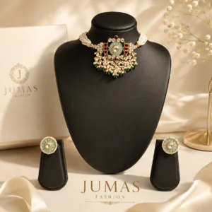 Rajwada Pearl Kundan-Style Anti-Tarnish Brass Necklace Set
