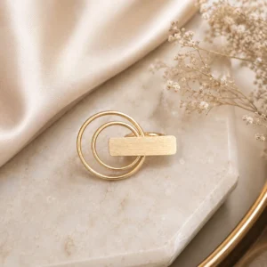 Golden Orbit Bar Anti-Tarnish Brass Ring