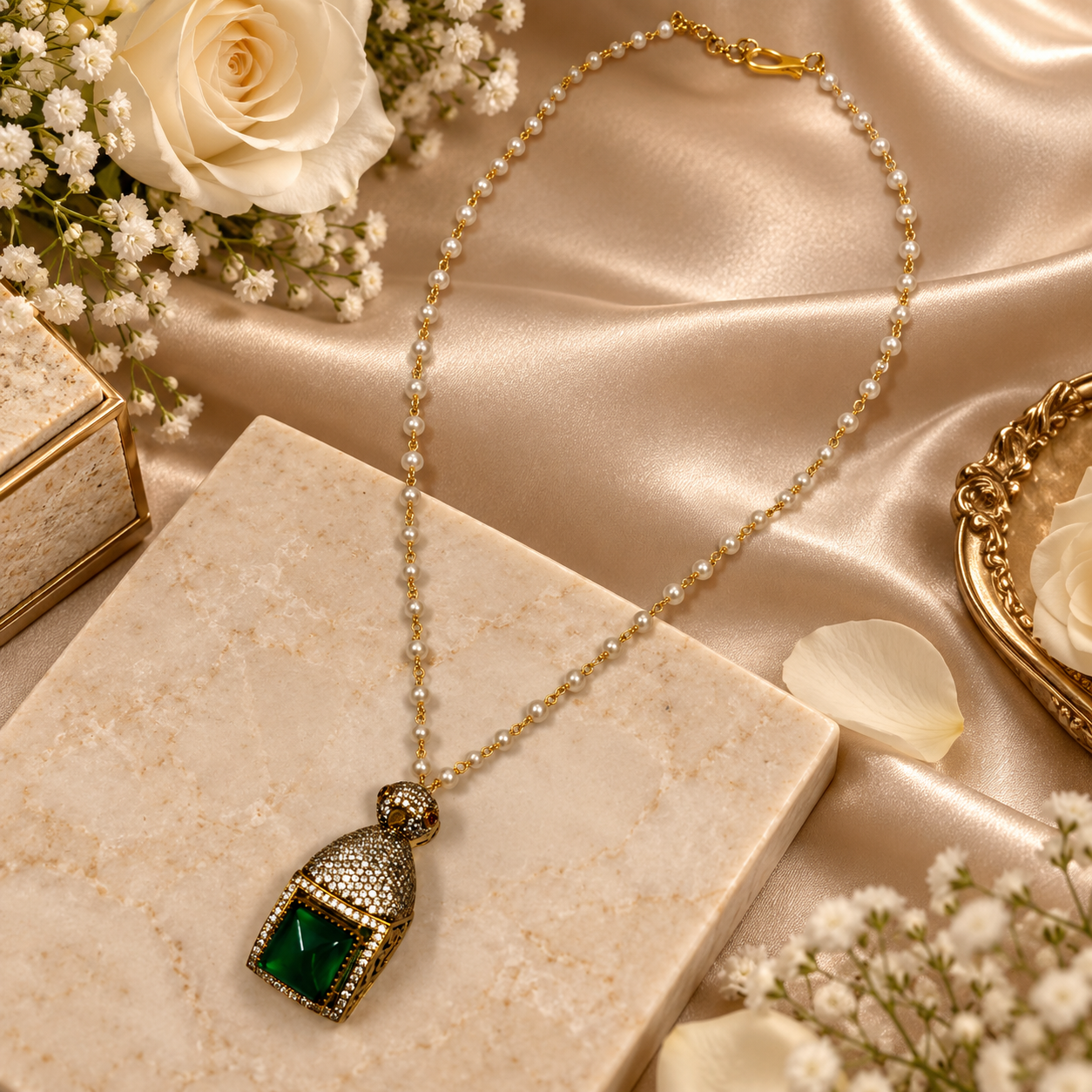 emerald-pearl-royale-antitarnish-necklace