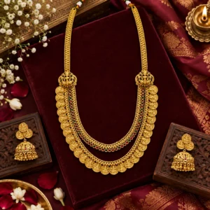 Rajwada Lakshmi Coin Mala Anti-Tarnish Copper Necklace Set